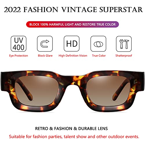 Image of AIEYEZO Modern Thick Rectangle Sunglasses for Women Men 90s Retro Chunky Square Polarized Sun Glasses UV400 Protection