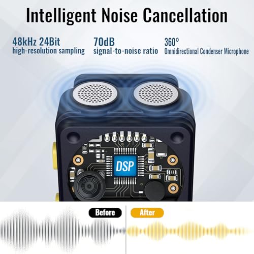 Image of Wireless Lavalier Microphone with Digital Display & Charging Case, Dual Mic for Noise Reduction, 45H Battery, 50M Range, Lightning /USB-C Receiver for iPhone Android, for YouTube, Vlogging