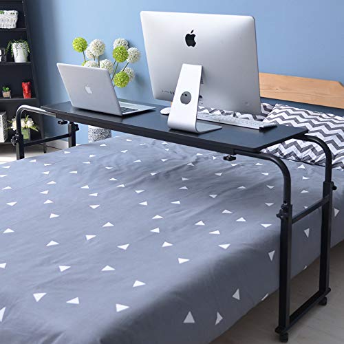 Overbed Table Desk with Wheels Laptop Table Desk Hospital Nursing Tables Bedside Table Adjustable Rolling Table