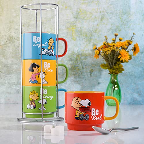 Tasses empilables Snoopy Peanuts en grès avec support lot de 4 - 6