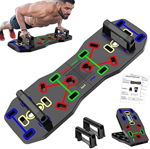 AERLANG Push Up Board, Foldable 10 in 1 Push Up Bar with Resistance Bands,Portable Multi-Function Push up Handles for Floor,Professional Push Up Strength Training Equipment