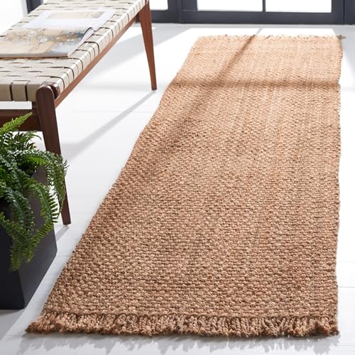 SAFAVIEH Natural Fiber Collection Runner Rug - 2'6" x 14', Natural, Handmade Tassel Jute, Ideal for High Traffic Areas in Living Room, Bedroom (NF467A)