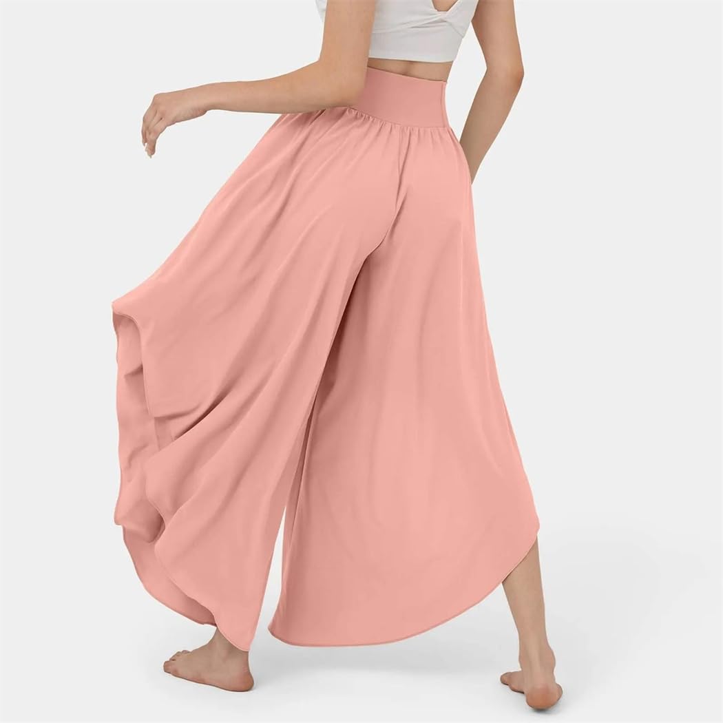 Pantalones Palazzo para mujer, con dobladillo irregular, cintura alta, cortos, ligeros, elásticos, pantalones de playa