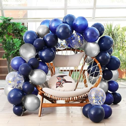 Image of Chrome Balloons, 30pcs 12inch Chrome Metallic Balloons for Birthday Decorations, Anniversary, Engagement, Wedding Decorations, Baby Shower, Festival Party Decorations (30 Pcs, Silver Ch Blue)