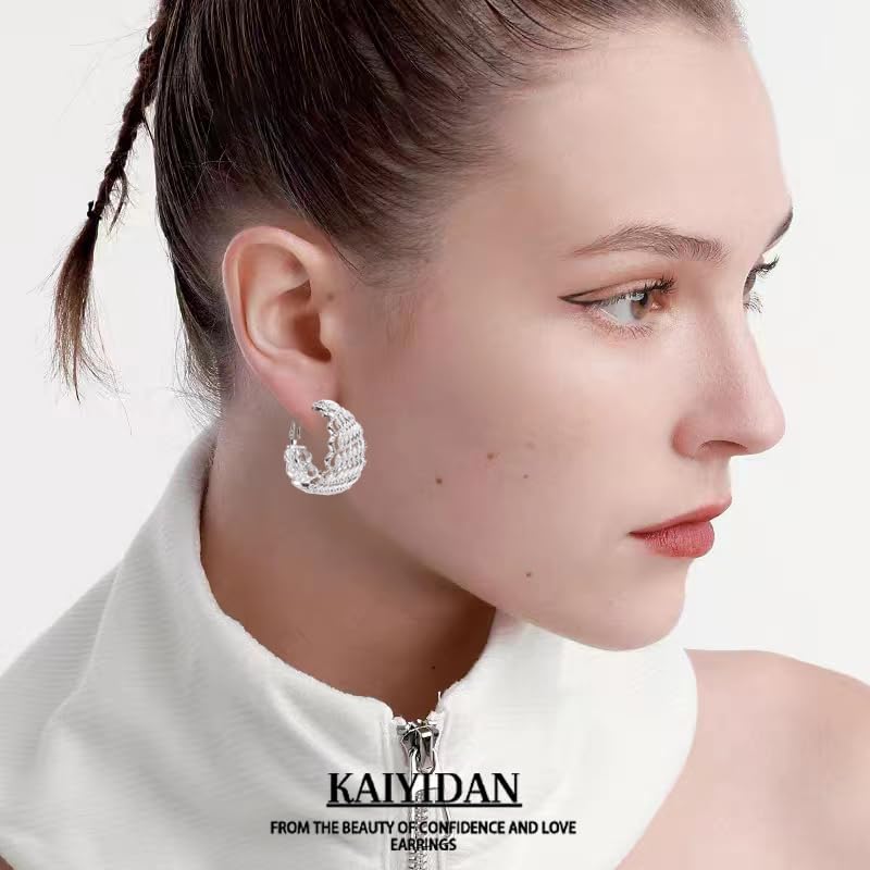 Silver Hoop Earrings For Women Trendy,Silver Chunky Big/Thin/Medium Multi Rainbow Colored Cubic Zirconia Dangle Huggie Geometric Square CZ Hoops,Birhtday Fashion Jewelry Gift. - Image 9