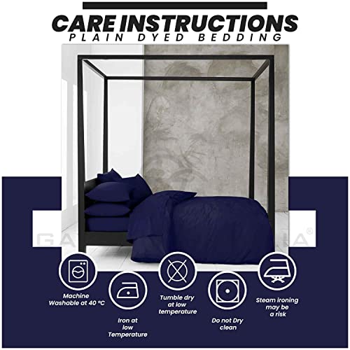 GC GAVENO CAVAILIA Double Size Plain Duvet Cover Set - Soft, Comfy & Breathable Luxury Bedding, Easy-Care Washable Bed Linen, Navy - Image 4