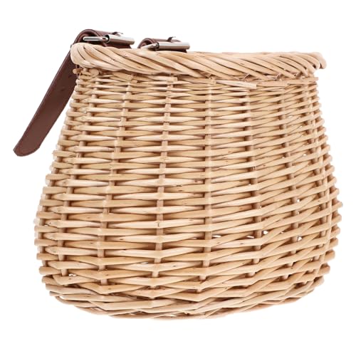 LALAFINA 藤編自転車フロントバスケット 用耐久性天然ウィロー製 大容量収納可能 工具不要簡単取り付け バイク用収納かご ラ ランダムカラー