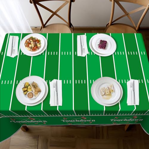 Image of Childom Football Party Decorations,3 Pack Football Tablecloth Disposable Plastic Tablecloth 54 inch X 108 inch Plastic Table Cloth for Rectangle Tables,Birthday Party Decor,Parties Supplies for Home,Dinner
