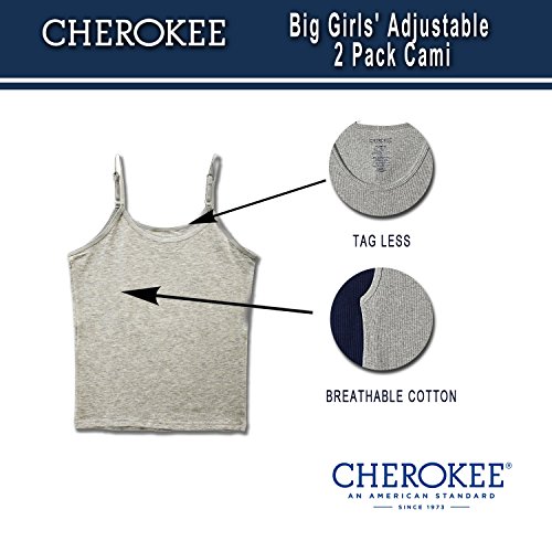 Image of Cherokee Girls' Big 2-Pack Cotton Cami Tank Top with Adjustable Straps