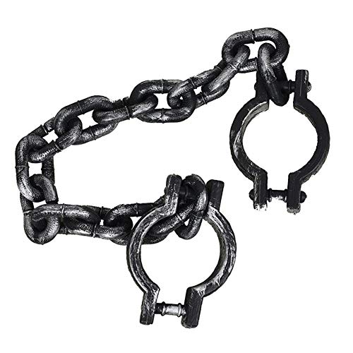 helegeSONG Simulation Handcuffs, Halloween Party Plastic Handcuffs Fetters Shackle Decorate Prisoner Cosplay Prop Black