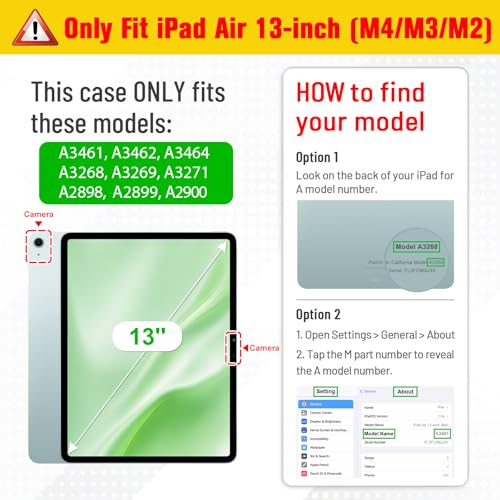 Image of Fintie Hybrid Case for iPad Air 13 inch (M3) 2025 / (M2) 2024 with Pen Holder - Shockproof Protective Case with Transparent Hard Shell Back Cover,Sea Ombre