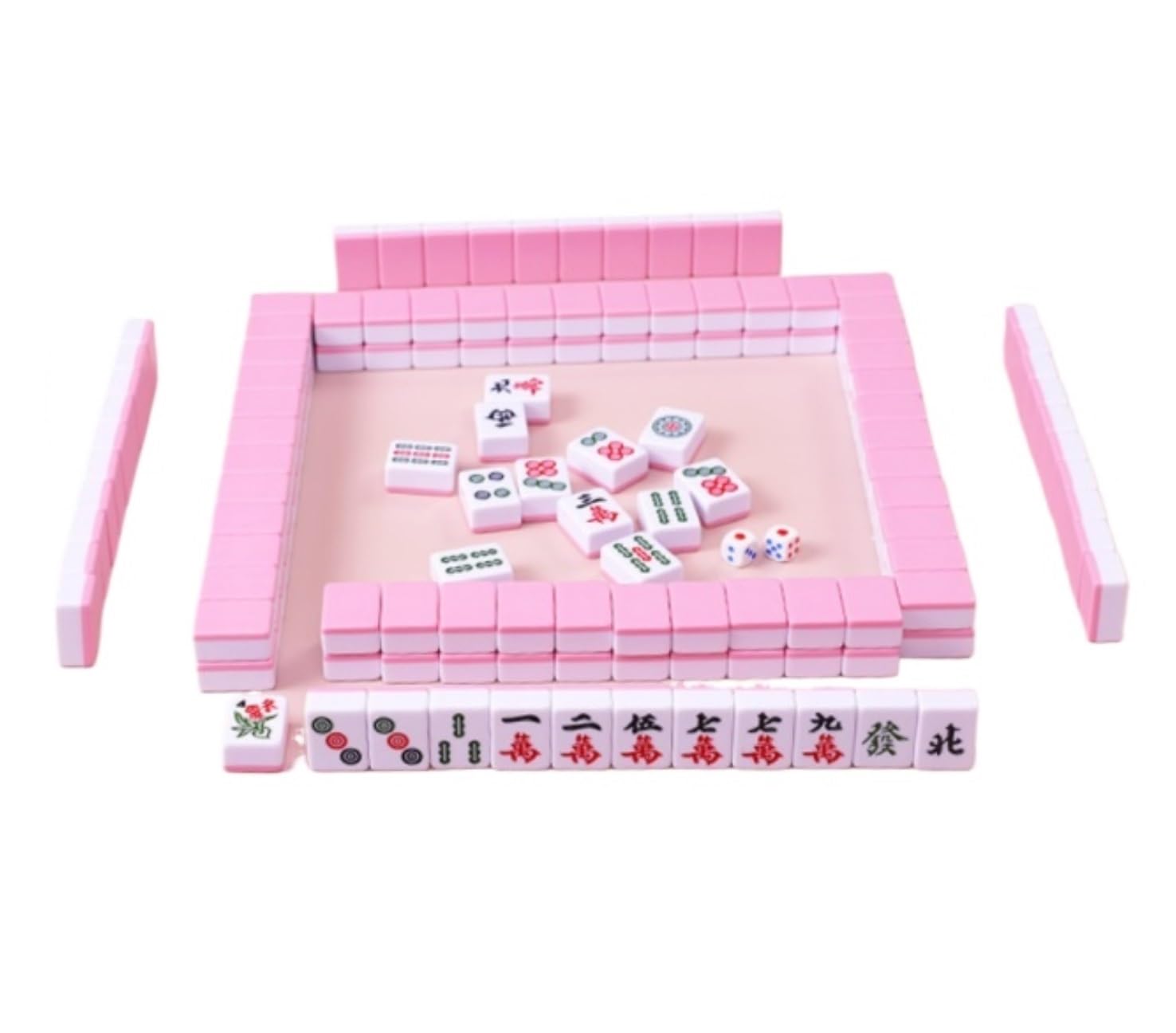 Chinesisches Mahjong Mahjong-Set, 144 Spielsteine, Spiele, Heimspiele, Chinesisch, Familie, Mah-Jong, Tischspiel, Chinesisch Für Familie Reise Spiel(Pink,24mm)