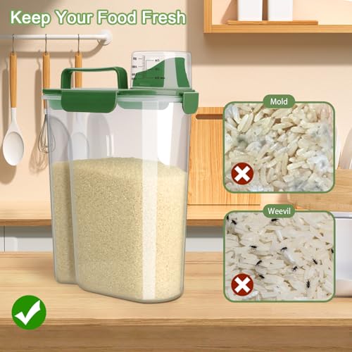 Image of Komzon Rice Container, Airtight Rice Storage Container 10lb, Cereal Containers Storage, BPA Free Food Dispenser with Pouring Spout Handle for Flour Pasta Grain, Pet Dog Cat Bird Food Storage Container