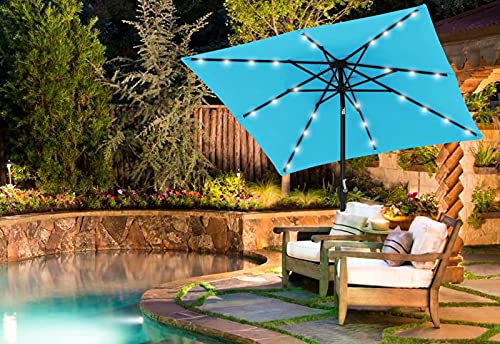 Image of ABCCANOPY Square Solar Led Patio Umbrellas 6.5FT x 6.5FT (Turquoise)