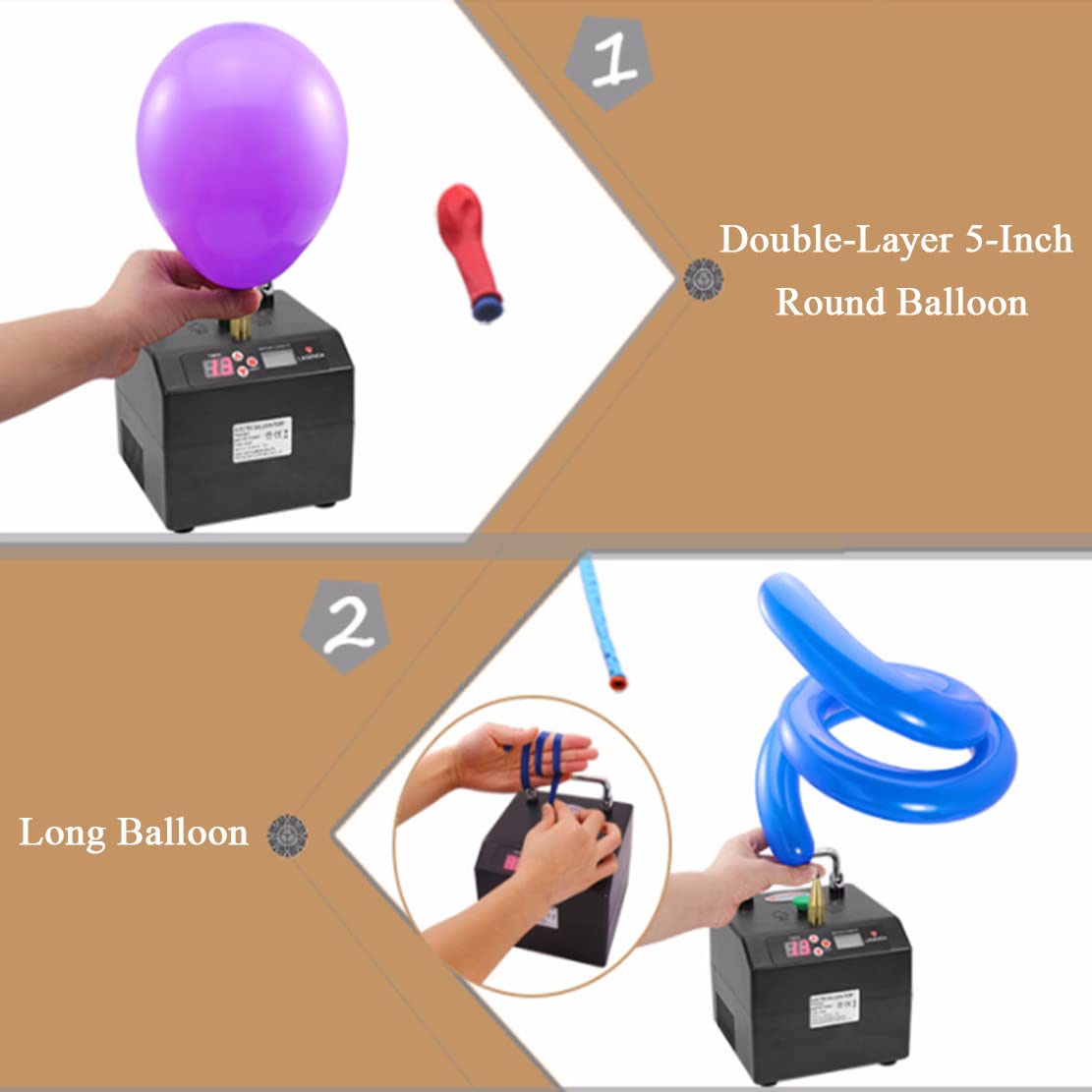 Elektryczna pompka balonowa, szybkie pompowanie z cyfrowym timerem, do dekoracji ślubnych, urodzinowych