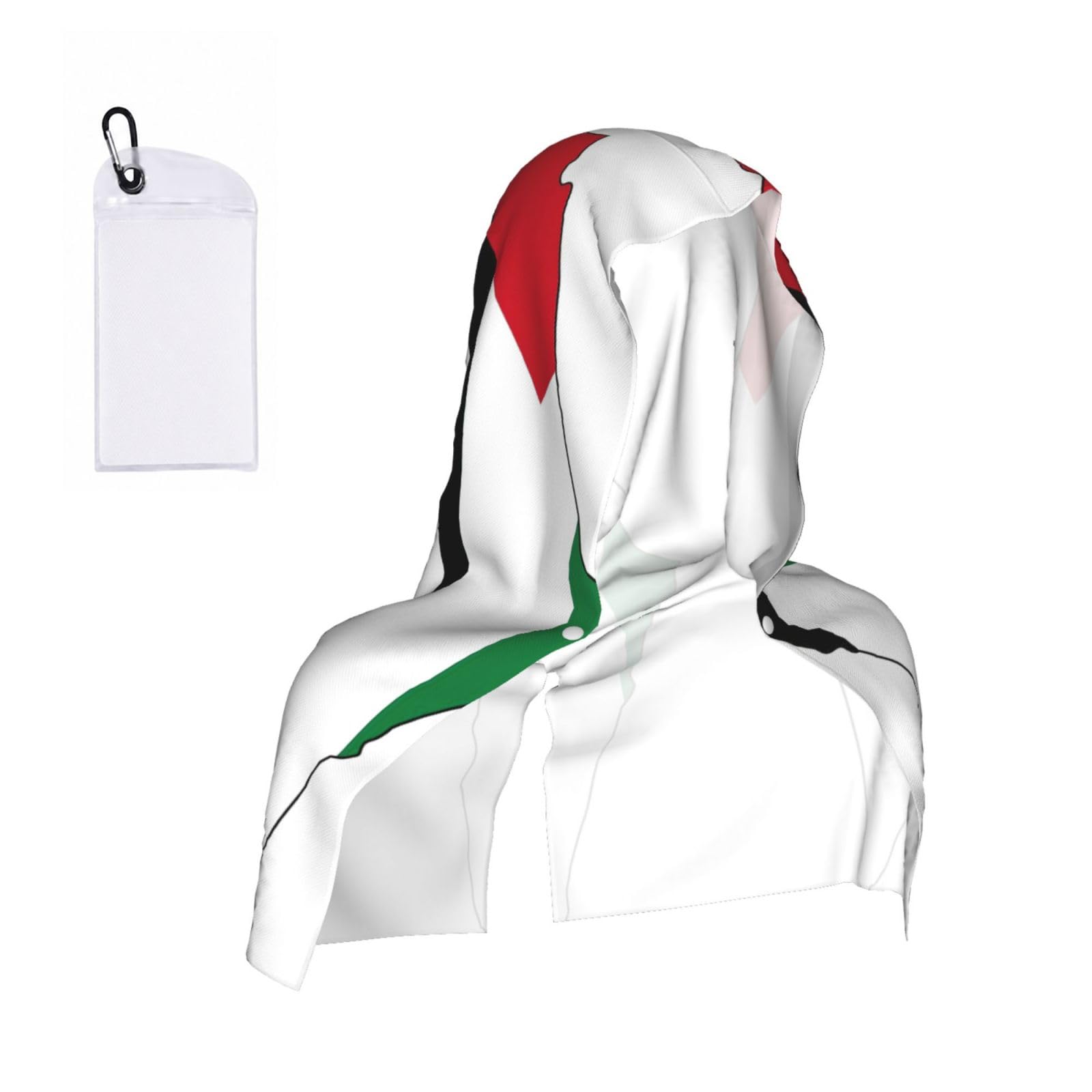 DUWAA Palestine Flag Map Print Cooling Hooded Sports Towel, 30×60cm Quick Drying Summer Cool Head Wrap For Neck And Face