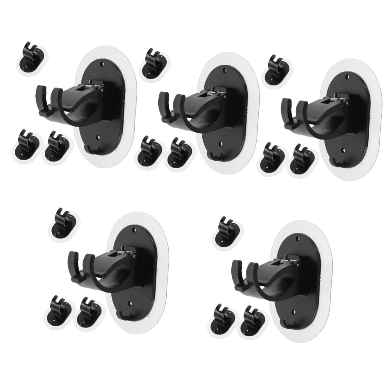 Amosfun 5 Ensembles Pinces À Tringle À Rideaux Accroches pour Tringles À Rideaux Support Tringle Rideaux Cintres De Tringle À Rideau pour Salle De Bain Crochet Auto-adhésif 4 Pièces * 5