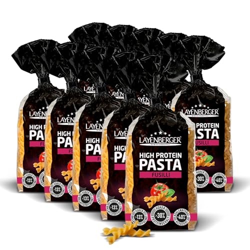 Layenberger High Protein Pasta Fusilli - Eiweiß-Nudeln, 30% Weizen-Protein, Ballaststoffe, vegan, 10er Pack (10x 250 g)