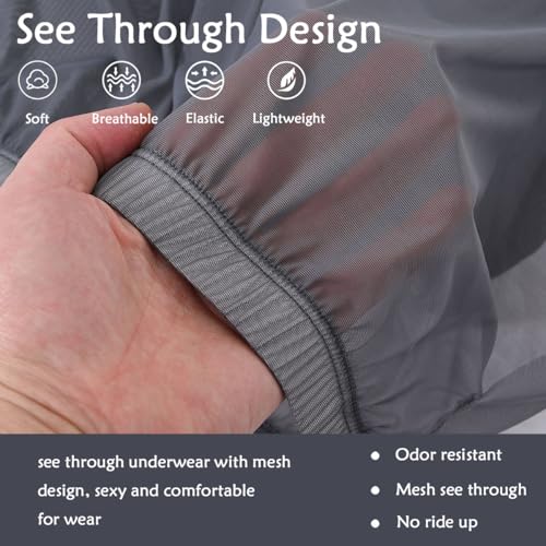 ZONBAILON Men's Sexy See Through Boxer Briefs Mesh Sheer Breathable Low Rise Trunks Underwear4