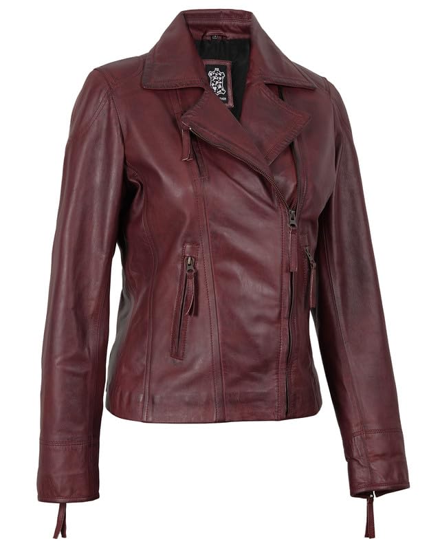 Image of Blingsoul Womens Real Leather Jacket - Asymmetrical Leather Jackets for Women