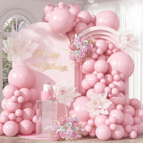 Image of Light Pink Balloons Arch Baby Pale Pink Balloons Garland 103pcs Pastel Balloon Different Sizes Helium Latex Round Balloon Boho Girls Birthday Party Decoration Bridal Baby Shower Wedding