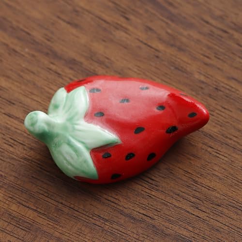 qbodp 4 Pcs Red Strawberry Chopstick Rests Ceramic Chopsticks Holder for Spoon Fork Chopsticks Home Dining Table Decor Crafts Ornaments