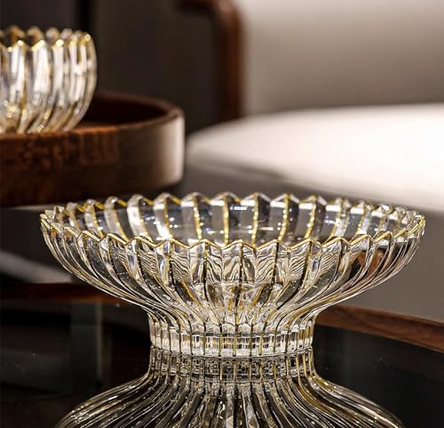 Puremagics Cuenco decorativo dorado pintado a mano de 12 pulgadas de diámetro, frutero dorado, centro de mesa de cocina, decoración del hogar.