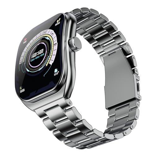 Boult Newly Launched Trail Pro Smartwatch 2.01'' 3D Curved Screen+AMOLED, BT Calling 5.3, 600 Nits Brightness, IP68, 250+ Watchfaces, 120+ Sports Modes, AI Voice Assistant, SpO2 Tracking (Chrome)