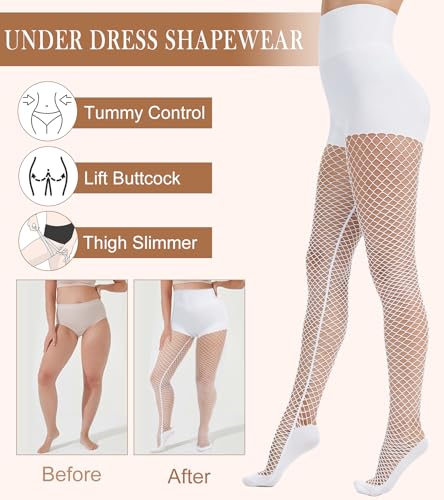 Image of Fishnet Stockings for Women Tummy Control Tights Shapewear Leggings Shaper | High Waist FishNet Pantyhose Retro Coarse Mesh High Elasticity Durable