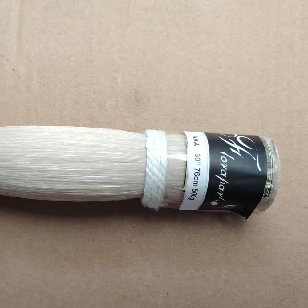 AAA 76cm 500g Mongolia Capelli di Cavallo Arco di Violino Colore Naturale Sbiancato 30 Pollici Lunghezza per 4/4 Violino Viola Cello