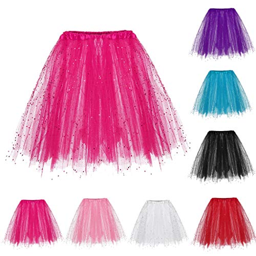 Générique Tutu Femme, Tutu, Jupe Tulle Rose Femme, Short Paillette Deguisement Princesse Adulte 3 Couches Soirée Grande Taille Ballerine Skirt Fille Rétro Année 80...