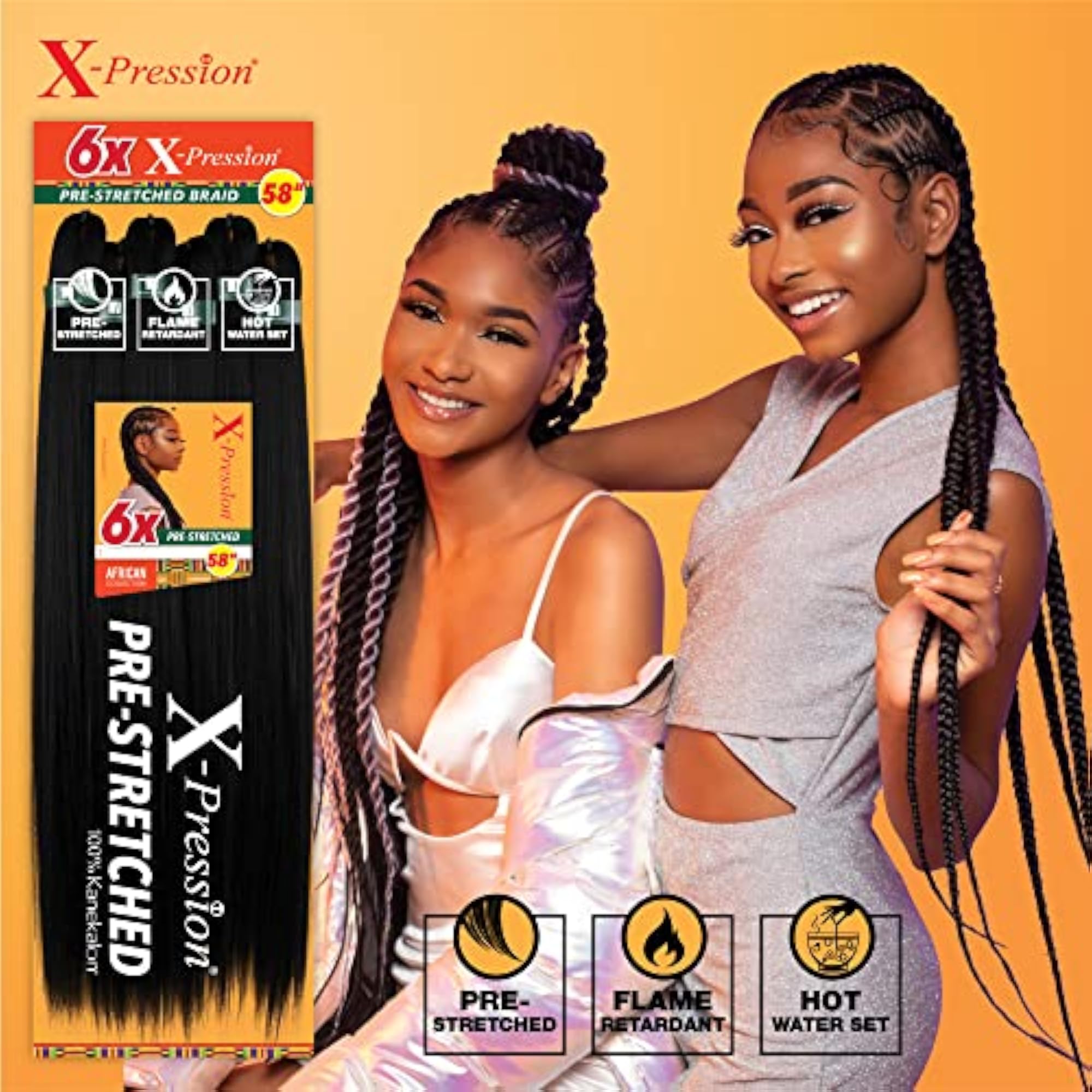 X-Pression Pre-Stretched Braid 58 in, 1B