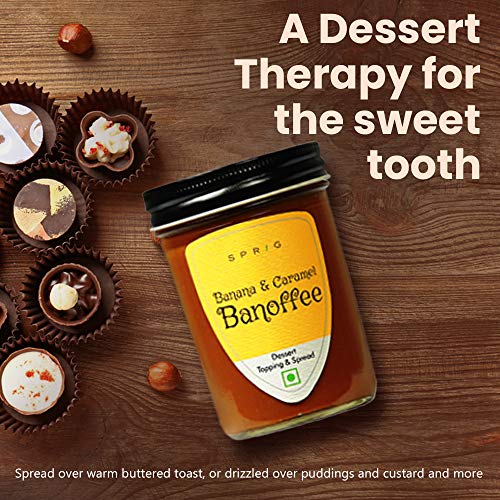 Image of Sprig Banana and Caramel Banoffee | Milk-based Sweet Spread| No Hydrogenated Vegetable fats | Breakfast Spread | Dessert Topping | No Artificial Flavours | 290g (Pack of 2)