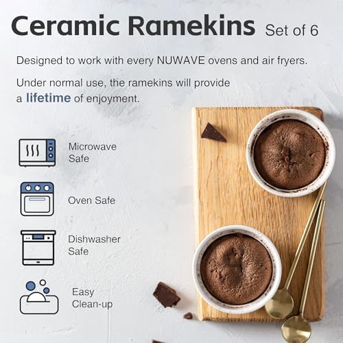 image for Nuwave Ceramic Ramekins 8 oz, Set of 6, Elegant Classic Style for Baki