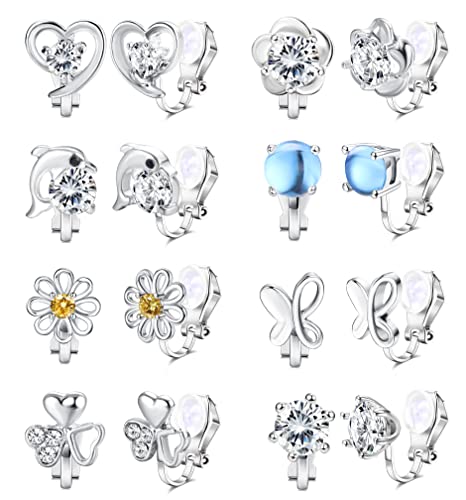 Adramata 8 Paar Ohrclips Damen Ohne Ohrlöcher Glänzend Clip Ohrringe Set...