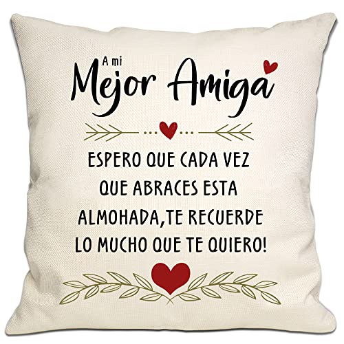 Regalo de Mejor Amiga Espero Que Cada Vez Que abraces Esta Almohada te recuerde lo Mucho Que te Quiero Funda de cojín para Regalo de Mejor Amiga Cumpleaños Graduación Navidad Amistad(Mejor Amiga)