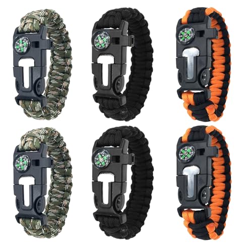 YAOYYG 6 Piezas Pulsera de Supervivencia, Brazalete de Cuerda Resistente al...