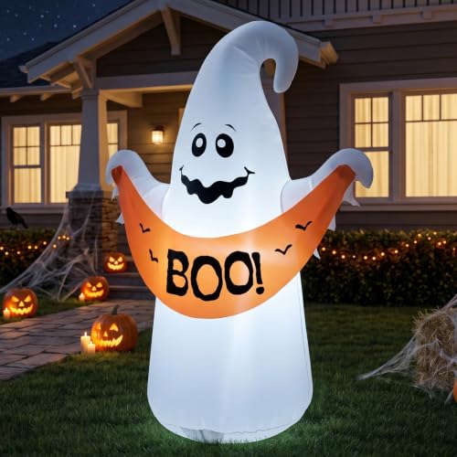 4FT Halloween Inflatable Ghost with Boo Banner,Bulit-in LEDs - image 6