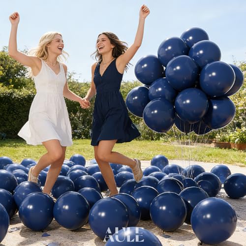 Image of AULE 50Pcs Latex 12 Inch Navy Blue Balloons | Helium Party Happy Birthday Graduation Gender Reveal Backdrop Decoration