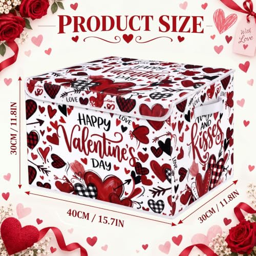 Image of Briwooody Valentine's Day Storage Bin with Lid and Carrying Handle