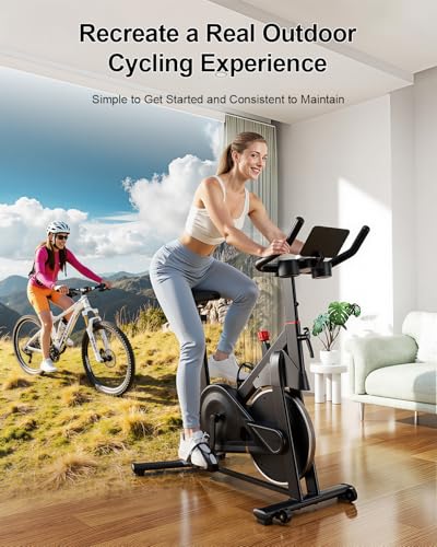 Image of SupeRun Magnetic Exercise Bike, Stationary Bike for Home, 32-Level Resistance Indoor Cycling with 300 lb Weight Capacity, Low Noise, and Fitness Courses (Fits Users 5'1 inch to 5'11 inch)