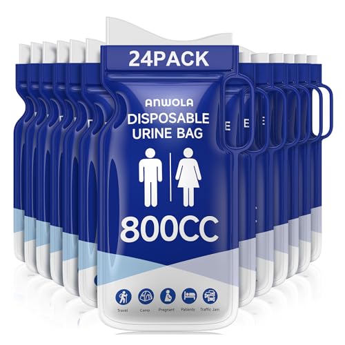 ANWOLA Urinbeutel für Unterwegs,Urinbeutel für Unterwegs Frauen, Einweg-Urinbeutel mit Griff, Notfall-Toilettenbeutel Reise- Schwangere Patienten Kinder Reisen Auto Camping Wandern (12, Blau)