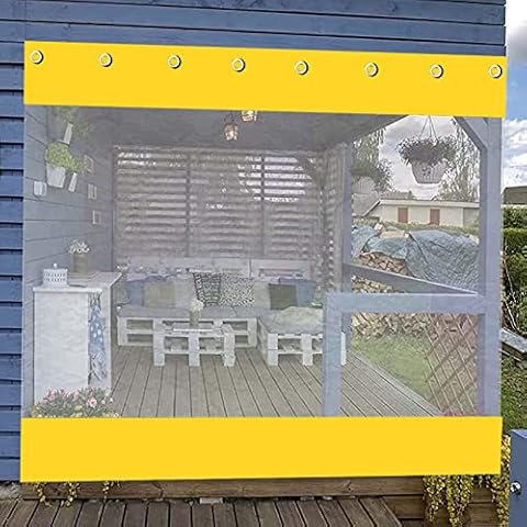 Outdoor Clear Tarp Curtain, Pvc Heavy Duty Waterproof Tarpaulin Side Panels With Eyelets, Partition Curtains, Weatherproof Transparent Tarpaulins for Porch Gazebo Garden,W×H-4.3×2.3m(14.1 * 7.5ft) Cover
