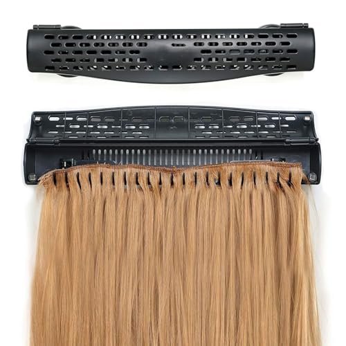 Hair Extension Holder for Styling, Built in Comb Hold Hair Braiding Rack Salon Tool Holder with Suction Cups for Salons, Bathrooms, Beauty Shops (Black)