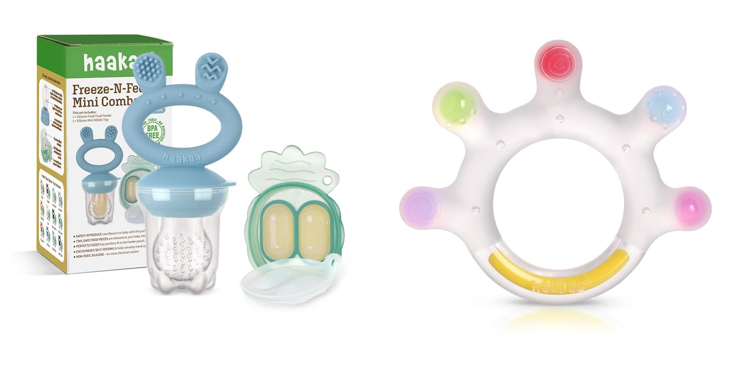 Haakaa Baby Fruit Food Feeder & Large-Palm Baby Teether Combo