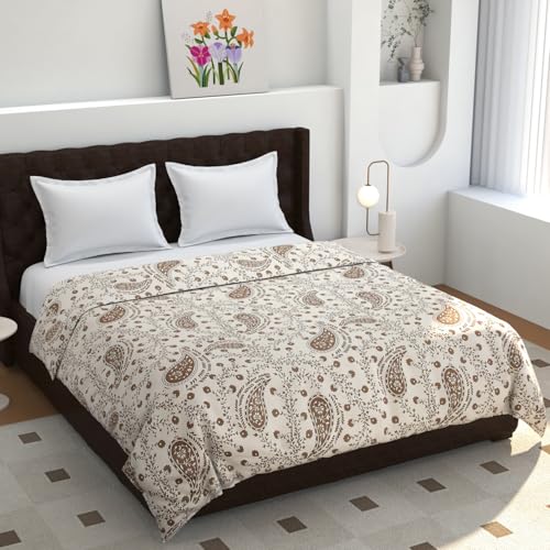 Image of Bedding Set Combo of Double Bed Duvet Cover Set with Fitted Bedsheet & 2 Pillow Covers | 300 TC Cotton Fabric | Zipper Closure |All Round Elastic|Warm Stuff|SED 052|White Phulkari