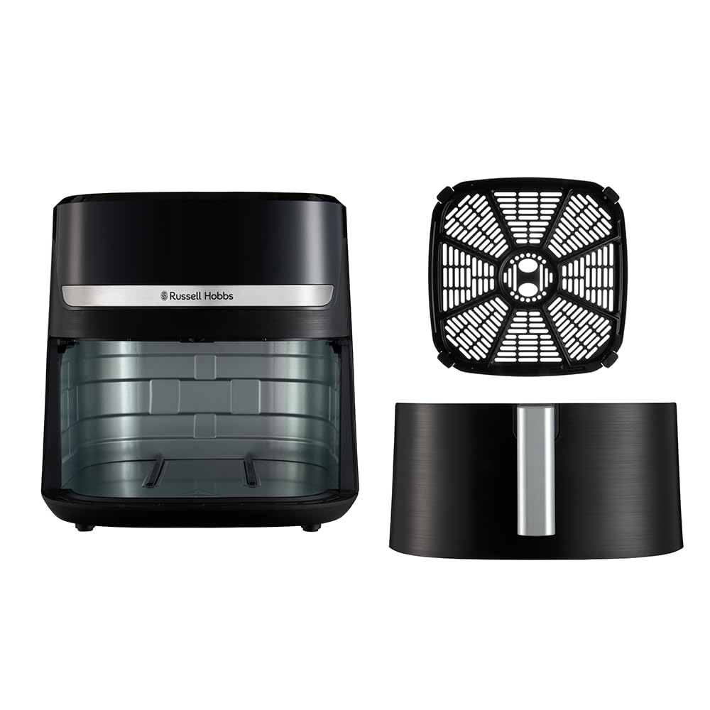 Russell Hobbs Freidora de Aire, Air Fryer, Freidora sin Aceite 8,3 L, XXL [tamaño compacto, bajo nivel ruido, pizzas de 26 cm] Satisfry (piezas aptas lavavajillas, pantalla táctil, grill) 27632-56