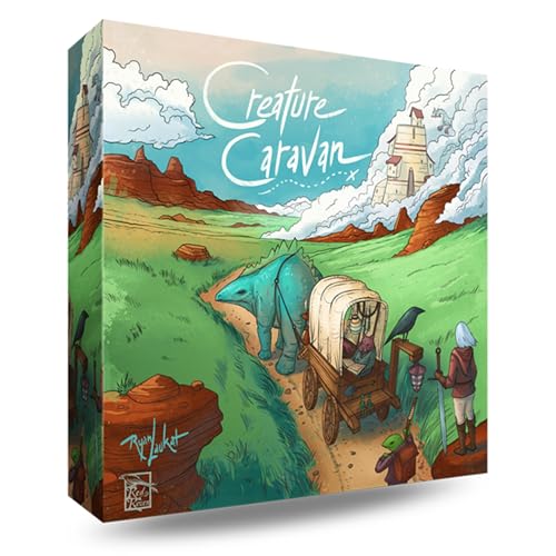 Red Raven Games Creature Caravan Adventure Board Game | Jogo de tabuleiro Epic Adventure Tableau de Viagem, Troca e Batalha, Ember Zombies Across Arzium
