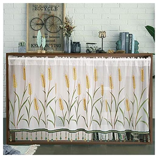 Japansk fräsch stil café gardiner spets sömnad broderi korta gardiner för sovrum vardagsrum restaurang ren nivå fönster gardin vit inte lätt att rynka F-B 150 x H 120 cm (59 x 47 tum)
