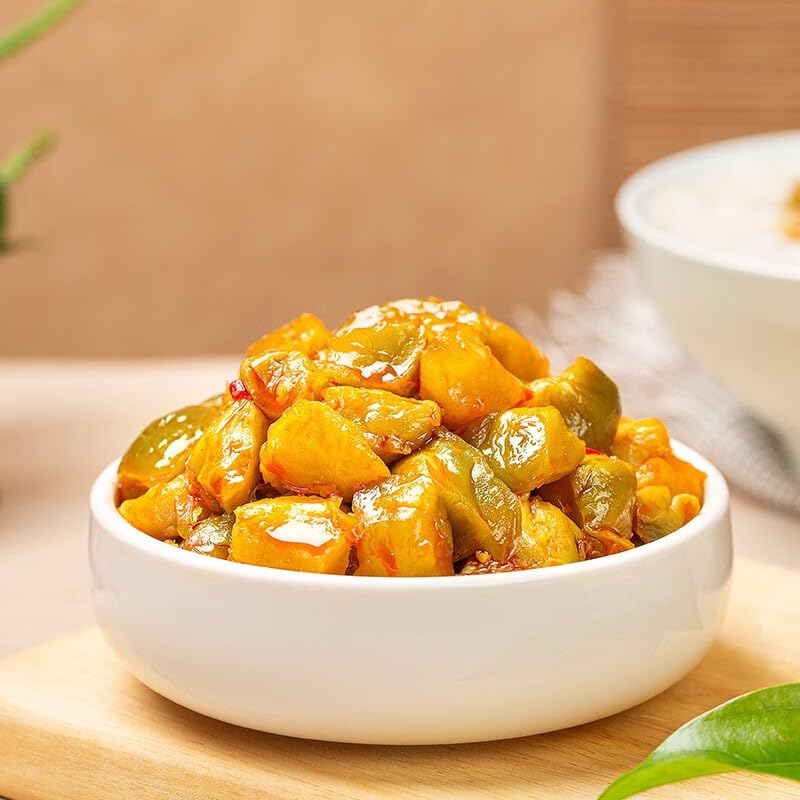 Chinese snacks, pickles, Pickled vegetables, pickles 饭扫光 榨菜 鲜嫩榨菜芯 鲜脆豇豆 下饭菜 香辣酱菜 开味腌菜 咸菜 (鲜嫩榨菜芯352g)